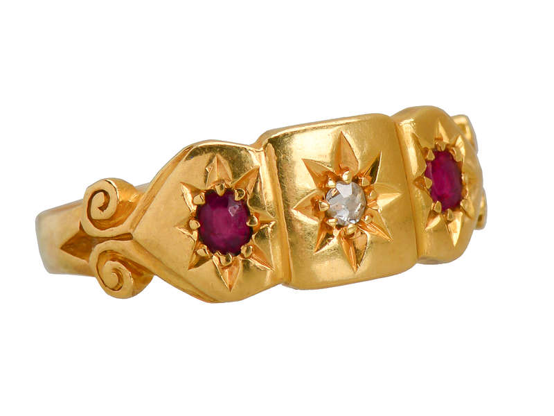 Ruby Diamond Gypsy Set 18k Ring