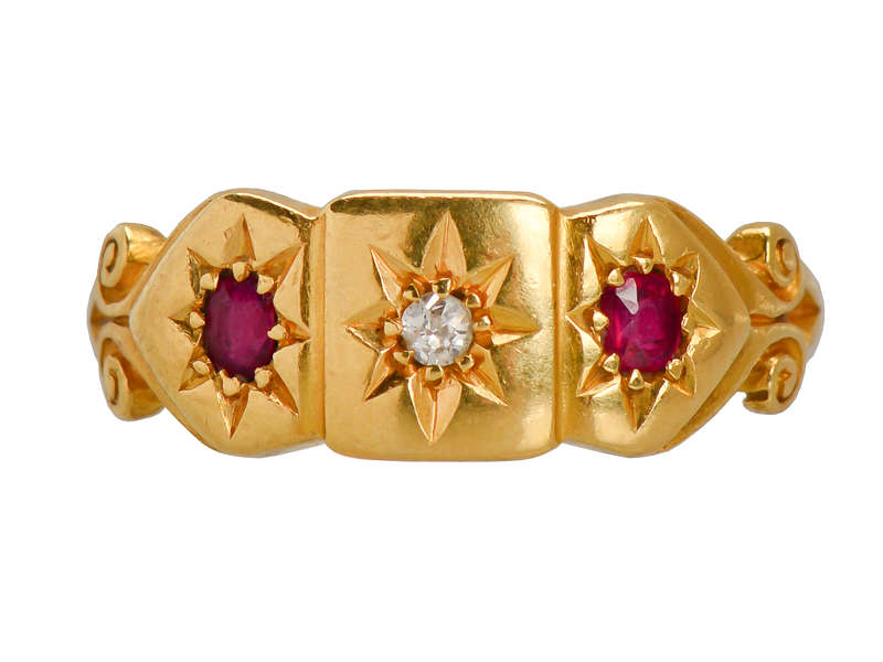 Ruby Diamond Gypsy Set 18k Ring