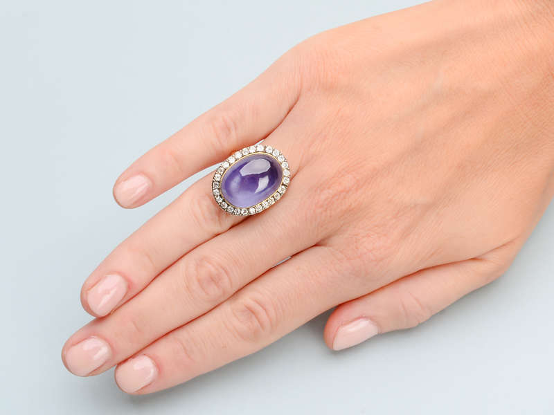 Magnificent No Heat Lilac Purple Sapphire Diamond Ring