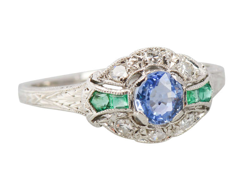 Harmony Hues - Sapphire Emerald Diamond Ring