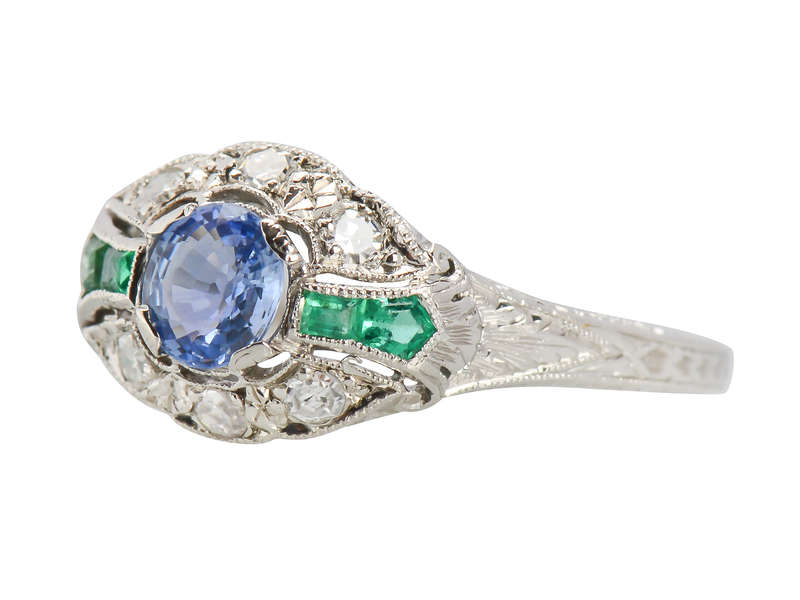 Harmony Hues - Sapphire Emerald Diamond Ring
