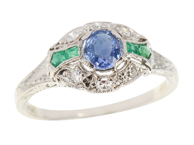 Harmony Hues - Sapphire Emerald Diamond Ring