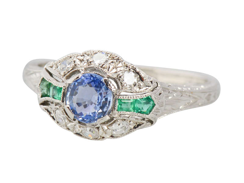 Harmony Hues - Sapphire Emerald Diamond Ring