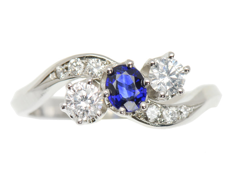 Inspired Crossover Sapphire Diamond Ring