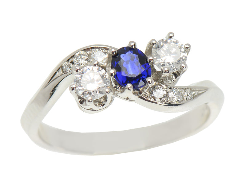 Inspired Crossover Sapphire Diamond Ring