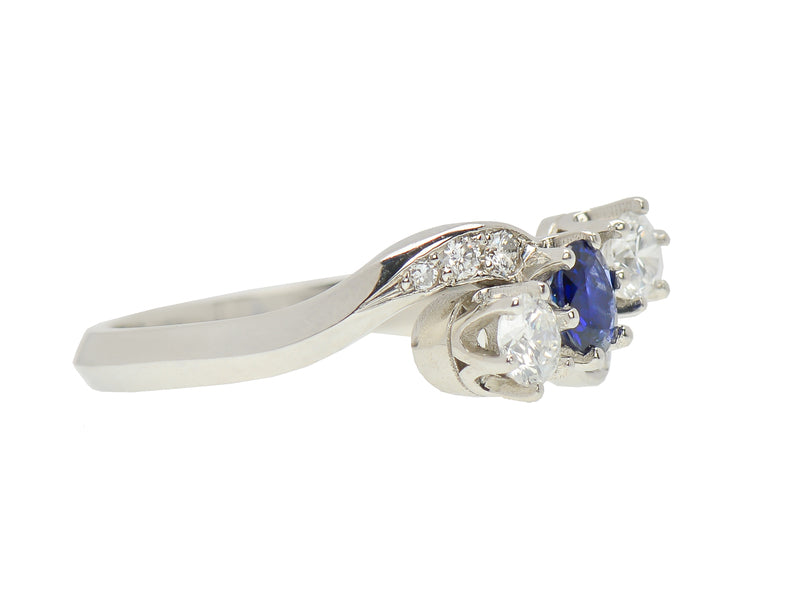 Inspired Crossover Sapphire Diamond Ring