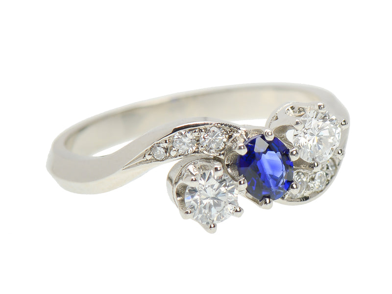 Inspired Crossover Sapphire Diamond Ring