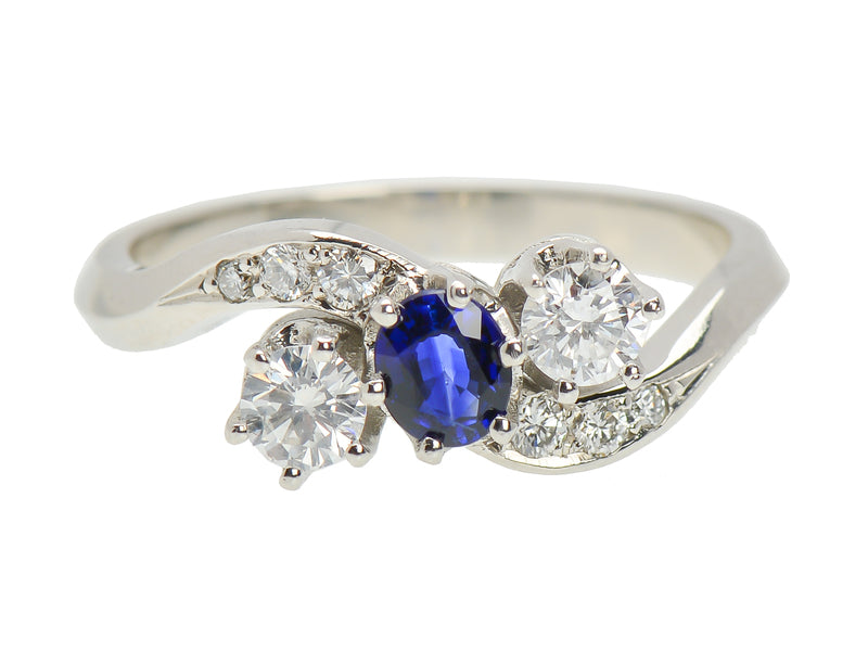 Inspired Crossover Sapphire Diamond Ring