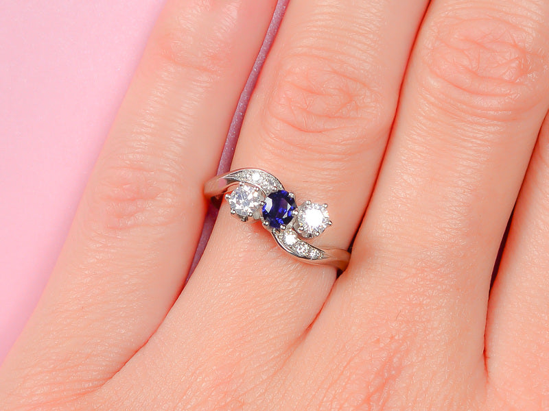 Inspired Crossover Sapphire Diamond Ring