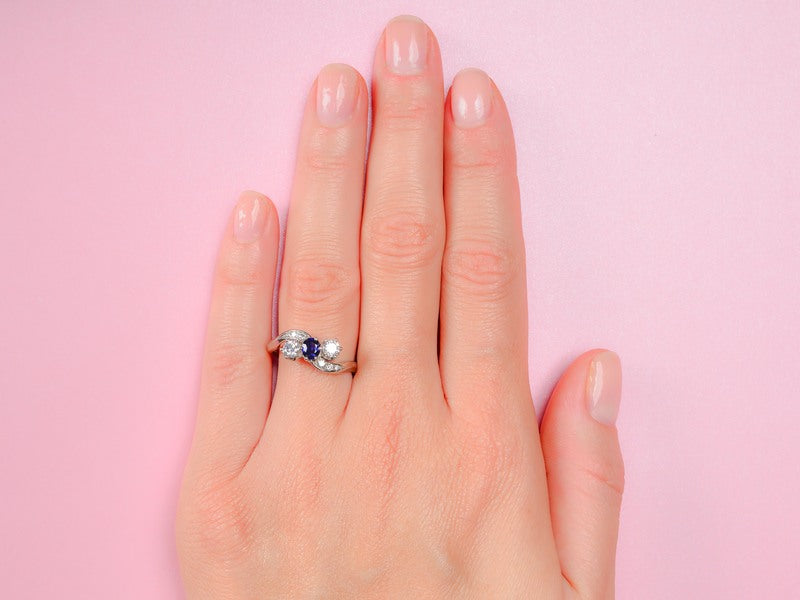 Inspired Crossover Sapphire Diamond Ring