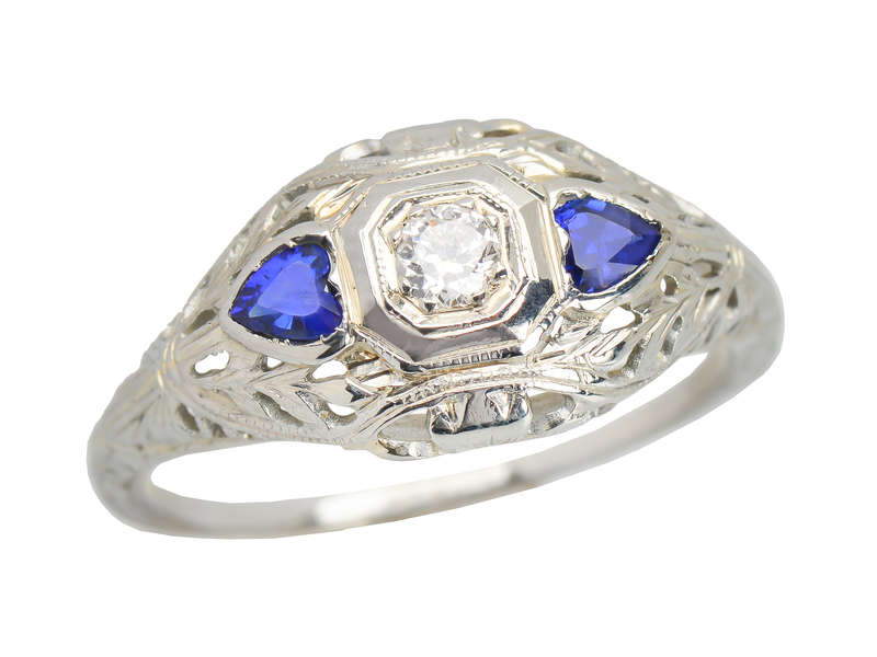 Hearts Afire - Diamond Sapphire Engagement Ring
