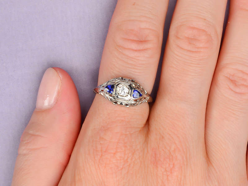 Hearts Afire - Diamond Sapphire Engagement Ring