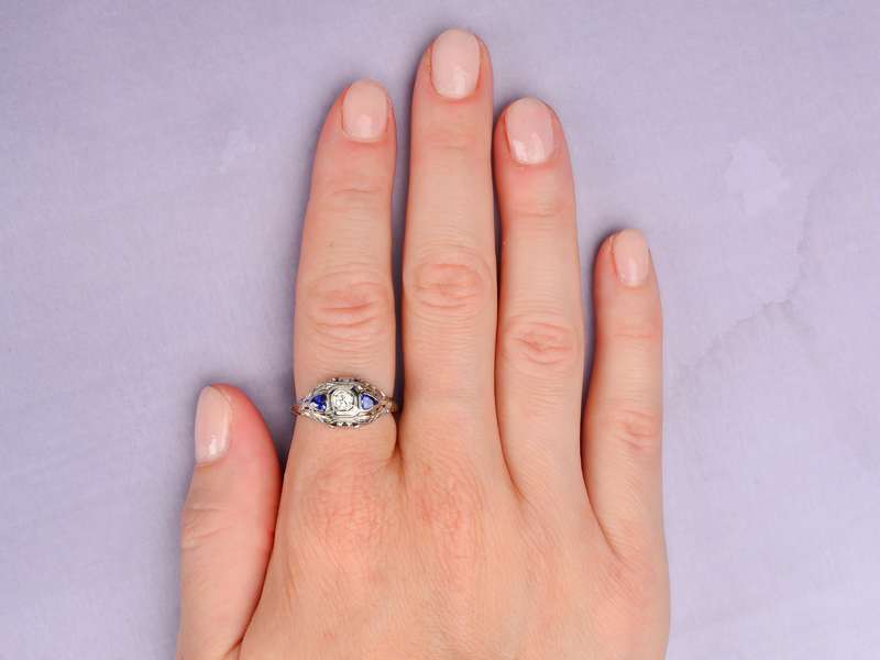 Hearts Afire - Diamond Sapphire Engagement Ring
