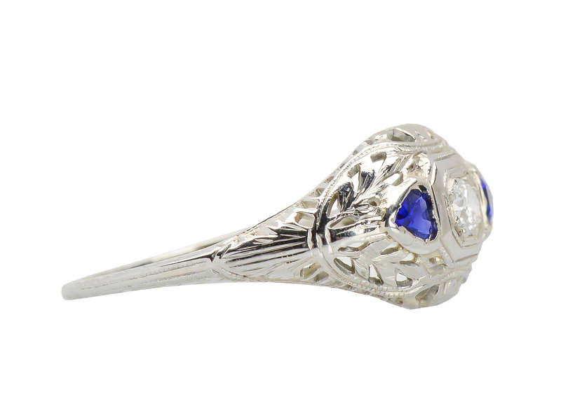 Hearts Afire - Diamond Sapphire Engagement Ring