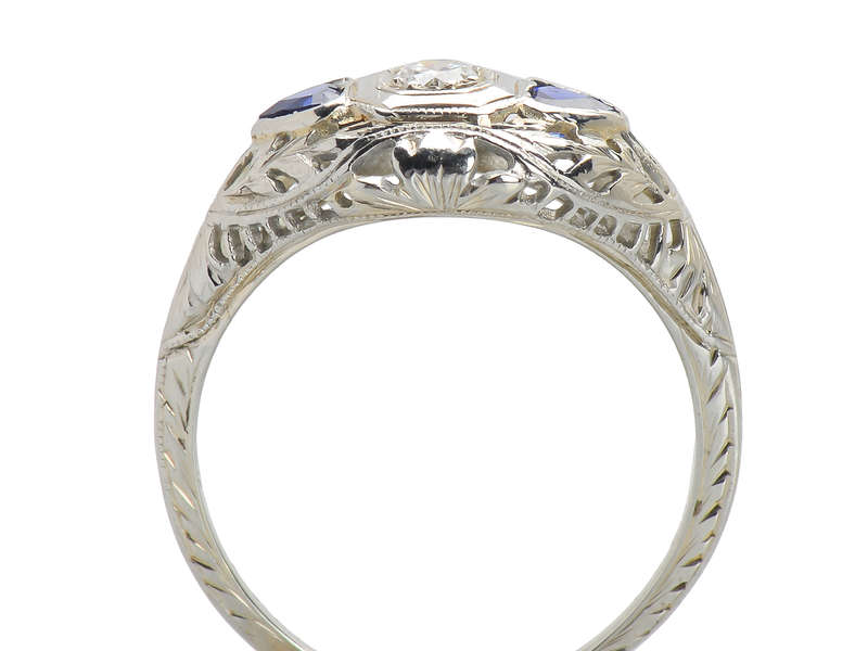Hearts Afire - Diamond Sapphire Engagement Ring
