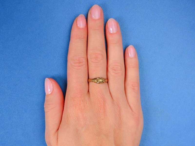 
                      
                        Ouroboros Georgian Snake Ring With Diamond Eyes
                      
                    
