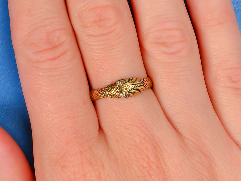 
                      
                        Ouroboros Georgian Snake Ring With Diamond Eyes
                      
                    