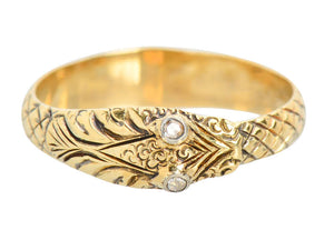 Ouroboros Georgian Snake Ring With Diamond Eyes