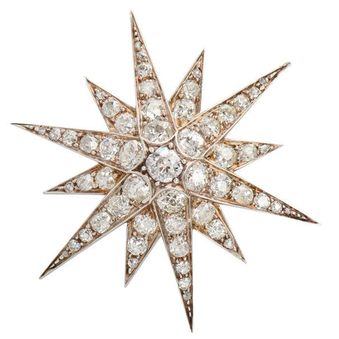 Magnificent Victorian Diamond Star Pendant 5.55 Carats