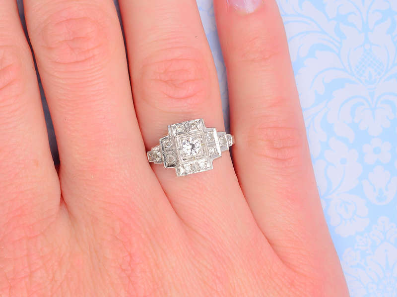
                      
                        Stair Step Vintage Diamond Engagement Ring
                      
                    