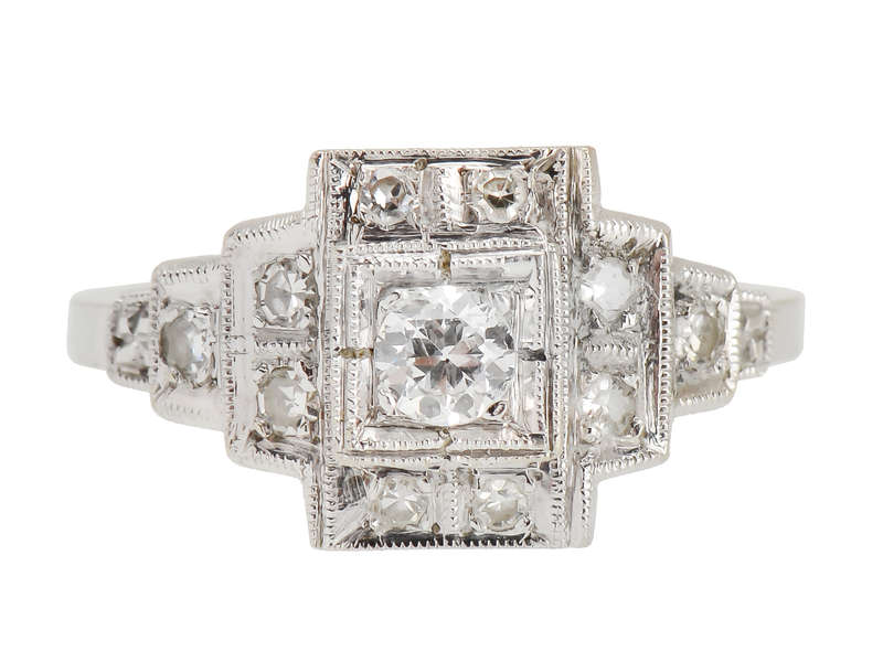 
                      
                        Stair Step Vintage Diamond Engagement Ring
                      
                    