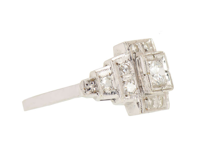 
                      
                        Stair Step Vintage Diamond Engagement Ring
                      
                    