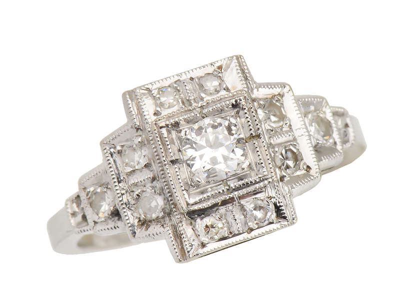 
                      
                        Stair Step Vintage Diamond Engagement Ring
                      
                    