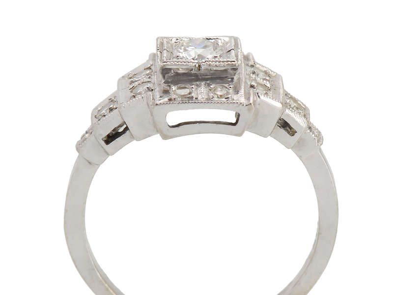 Stair Step Vintage Diamond Engagement Ring