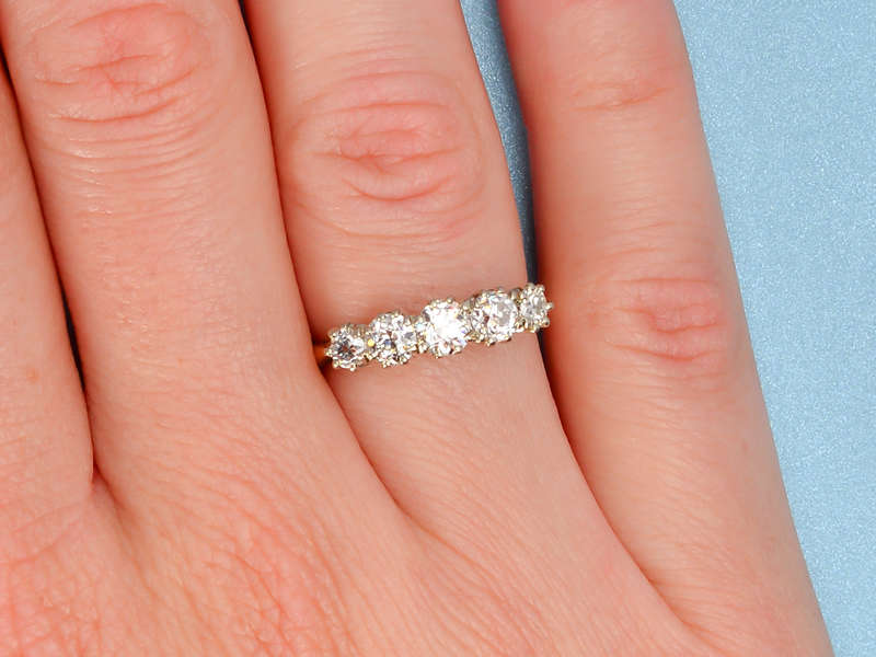 Old European Cut Diamond Five Stone Wedding Ring