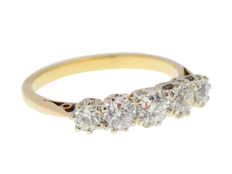 Old European Cut Diamond Five Stone Wedding Ring
