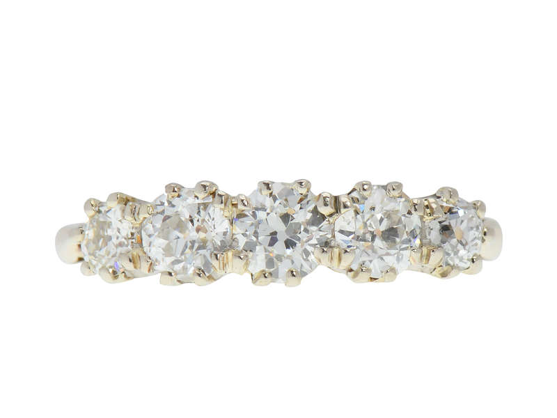 Old European Cut Diamond Five Stone Wedding Ring