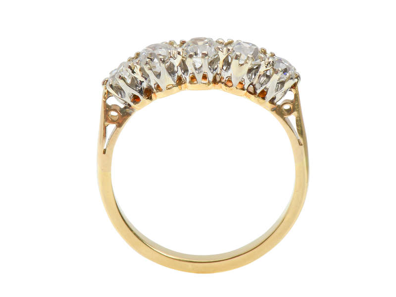 Old European Cut Diamond Five Stone Wedding Ring