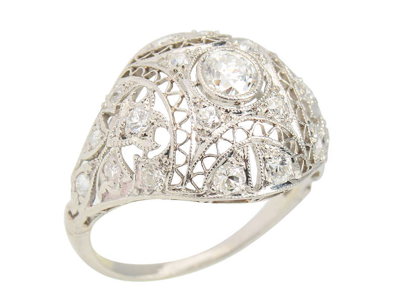 Lace & Shimmer - Edwardian Diamond Filigree Ring