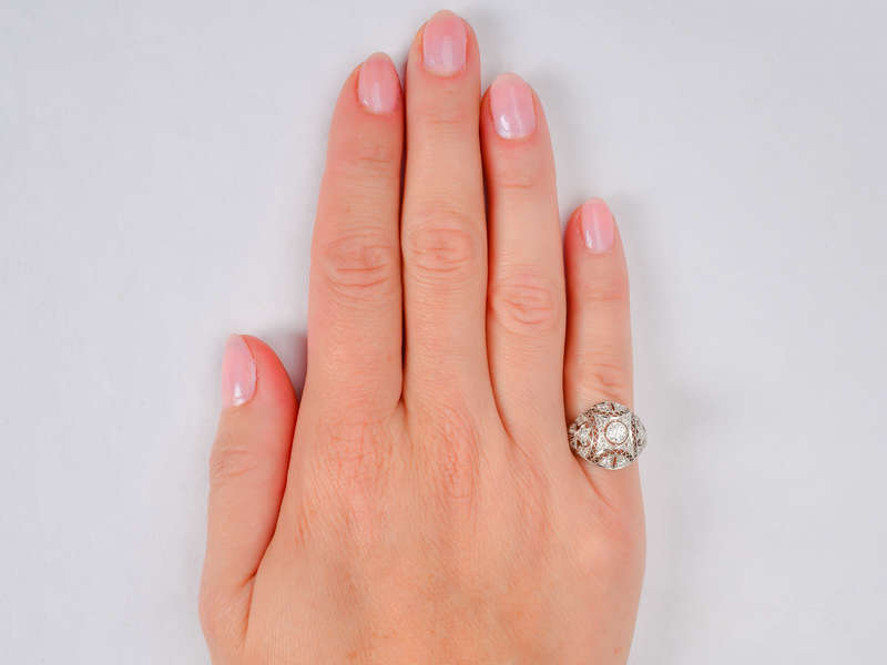 Lace & Shimmer - Edwardian Diamond Filigree Ring