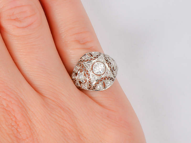 Lace & Shimmer - Edwardian Diamond Filigree Ring