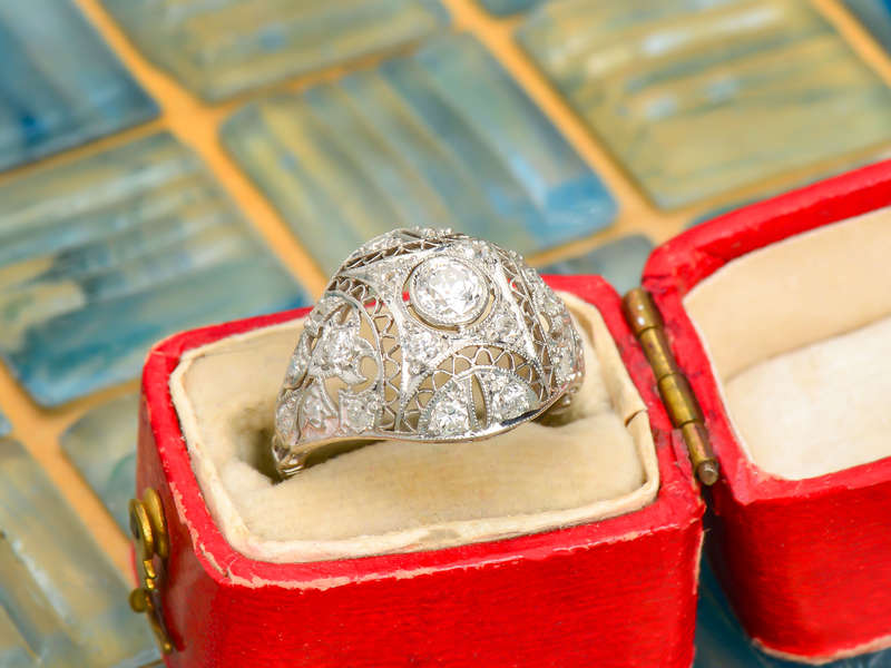 Lace & Shimmer - Edwardian Diamond Filigree Ring