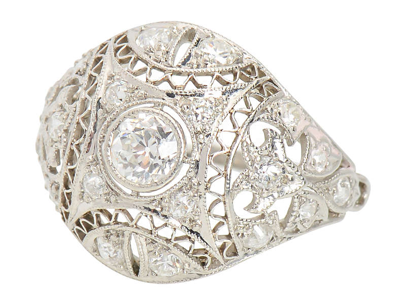 Lace & Shimmer - Edwardian Diamond Filigree Ring