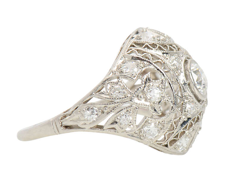 Lace & Shimmer - Edwardian Diamond Filigree Ring