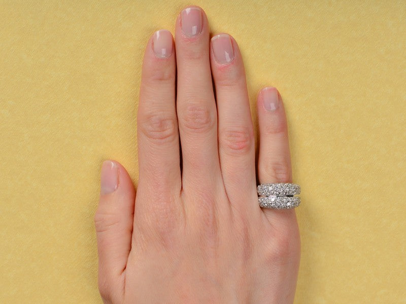Estate Double Diamond Dome Ring 3.4 Carats