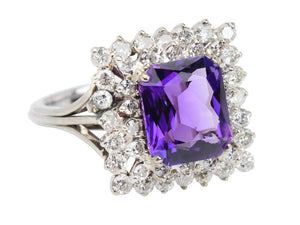 Double Halo Amethyst Vintage Ring