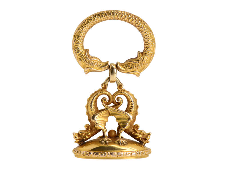
                      
                        Dragons & Dolphins - Exceptional Gold Fob Pendant
                      
                    