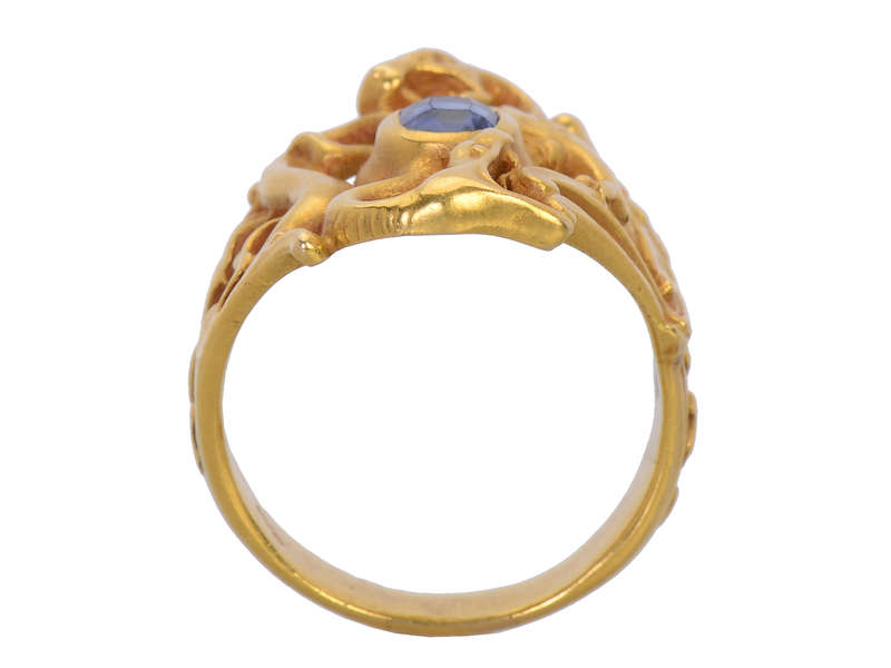 Rare Art Nouveau Sapphire Dragon & Snake Ring