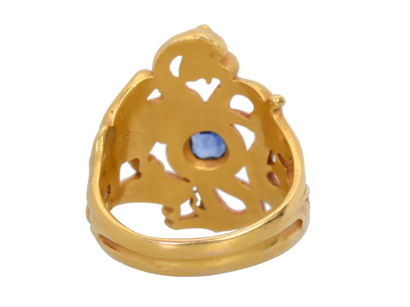 Rare Art Nouveau Sapphire Dragon & Snake Ring