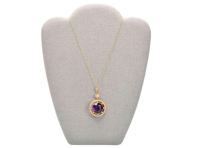 Edwardian Antique Amethyst Pearl Pendant