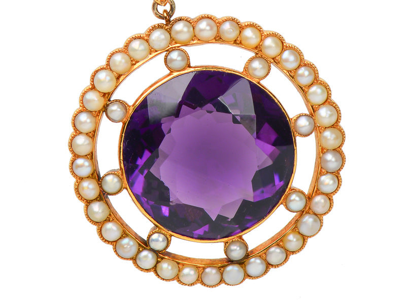 
                      
                        Edwardian Antique Amethyst Pearl Pendant
                      
                    