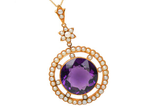 Edwardian Antique Amethyst Pearl Pendant