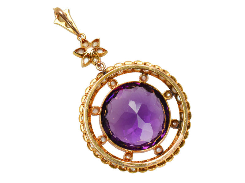 Edwardian Antique Amethyst Pearl Pendant