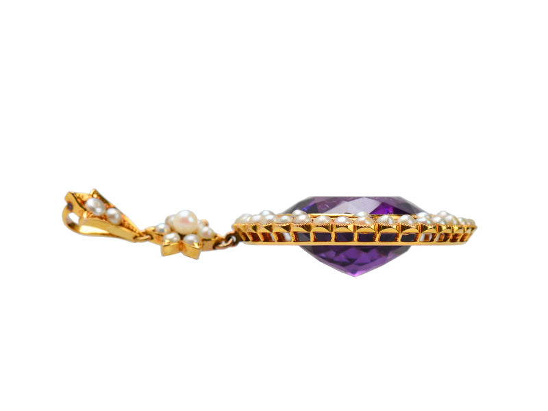Edwardian Antique Amethyst Pearl Pendant