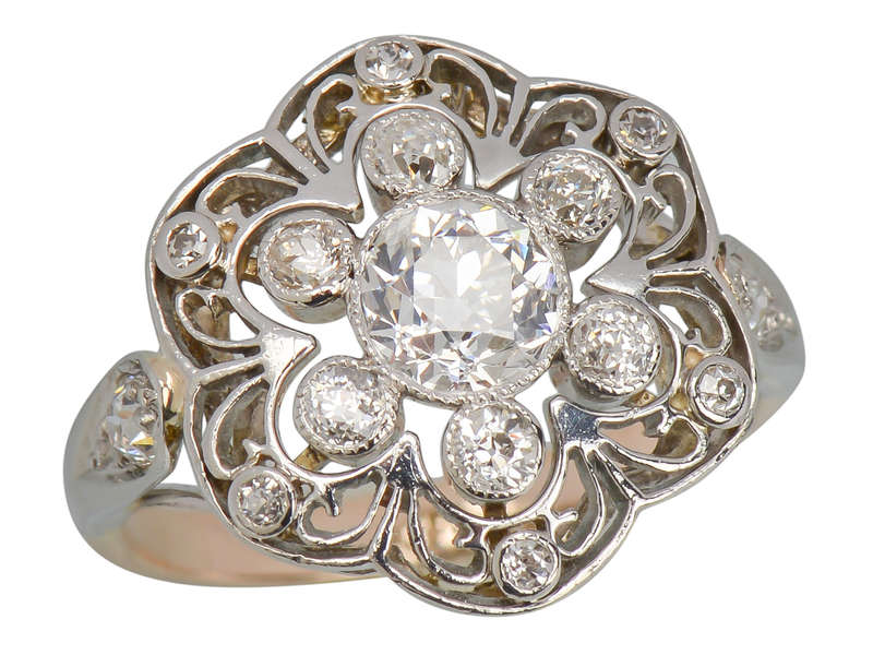 Singular Sensation - Antique Diamond Cluster Ring