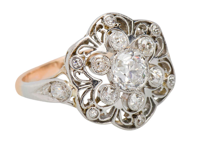 Singular Sensation - Antique Diamond Cluster Ring